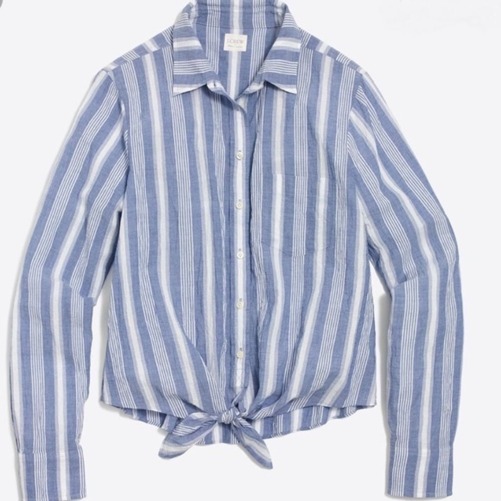 J.Crew Tie Waist Button Down Shirt Top Blouse